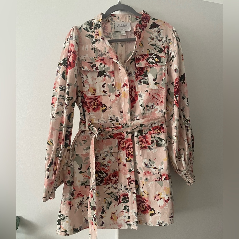 Long sleeve floral button up dress